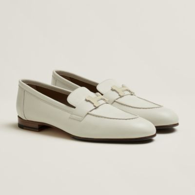 Hermes hot sale white loafers